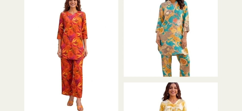 Women wearing stylish floral co ord sets during a sunny summer day