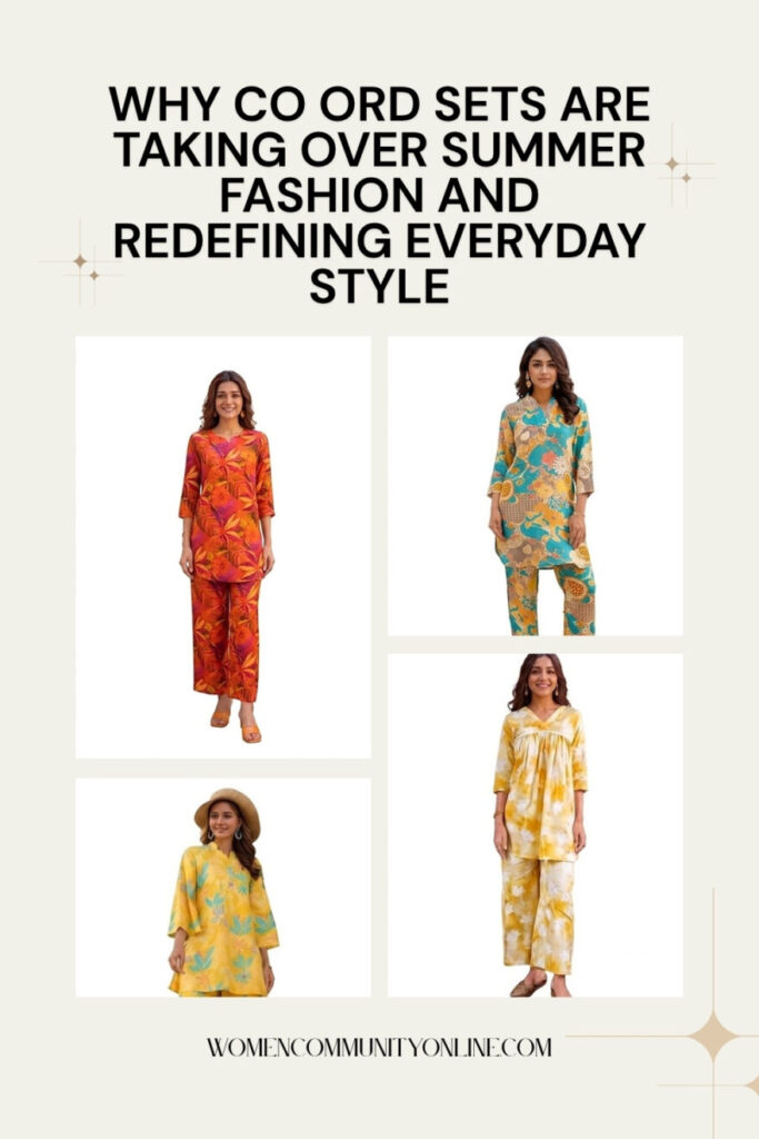 Women wearing stylish floral co ord sets during a sunny summer day