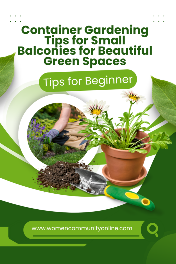 Creative balcony garden with container plants, herbs, flowers, and vertical gardening solutions